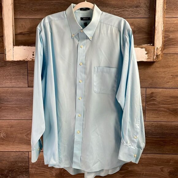 Izod Wrinkle Free Twill Light Blue Collar Dress Shirt,Size 17 1/2 34/35 Large - Picture 1 of 9